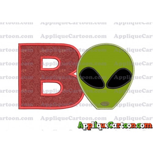 Alien Head Applique Embroidery Design With Alphabet B