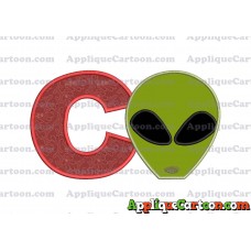 Alien Head Applique Embroidery Design With Alphabet C