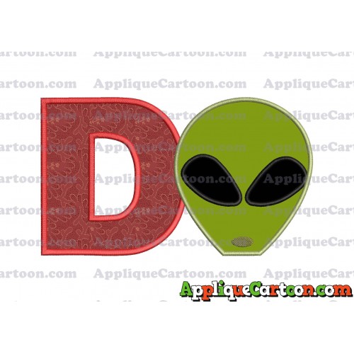 Alien Head Applique Embroidery Design With Alphabet D