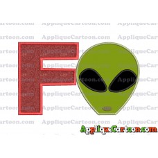 Alien Head Applique Embroidery Design With Alphabet F