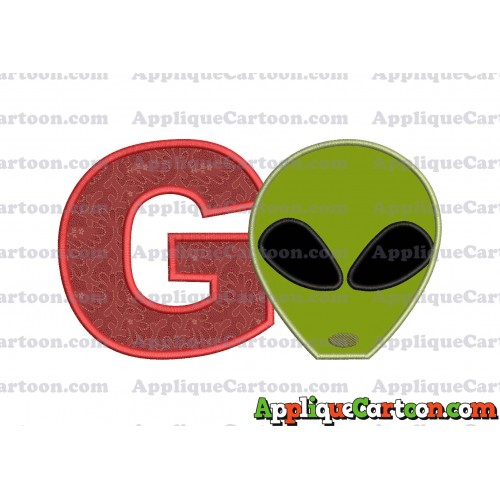 Alien Head Applique Embroidery Design With Alphabet G