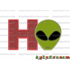 Alien Head Applique Embroidery Design With Alphabet H