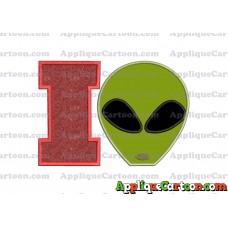 Alien Head Applique Embroidery Design With Alphabet I