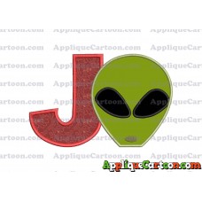 Alien Head Applique Embroidery Design With Alphabet J