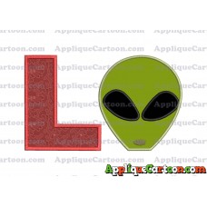 Alien Head Applique Embroidery Design With Alphabet L