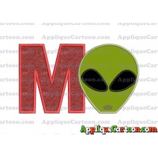 Alien Head Applique Embroidery Design With Alphabet M