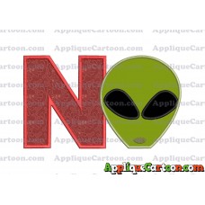 Alien Head Applique Embroidery Design With Alphabet N