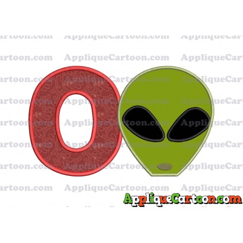 Alien Head Applique Embroidery Design With Alphabet O