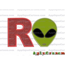 Alien Head Applique Embroidery Design With Alphabet R