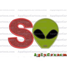 Alien Head Applique Embroidery Design With Alphabet S