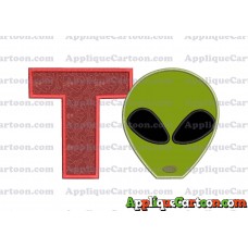 Alien Head Applique Embroidery Design With Alphabet T