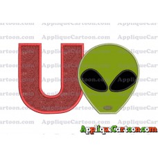 Alien Head Applique Embroidery Design With Alphabet U