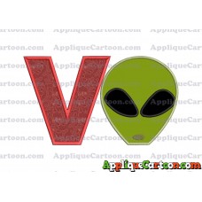 Alien Head Applique Embroidery Design With Alphabet V