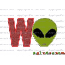 Alien Head Applique Embroidery Design With Alphabet W