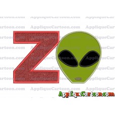 Alien Head Applique Embroidery Design With Alphabet Z