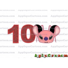 Angel Ears Lilo and Stitch Applique Embroidery Design Birthday Number 10