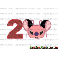 Angel Ears Lilo and Stitch Applique Embroidery Design Birthday Number 2
