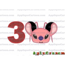 Angel Ears Lilo and Stitch Applique Embroidery Design Birthday Number 3