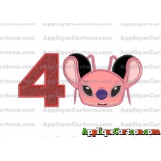 Angel Ears Lilo and Stitch Applique Embroidery Design Birthday Number 4