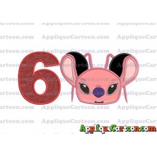 Angel Ears Lilo and Stitch Applique Embroidery Design Birthday Number 6