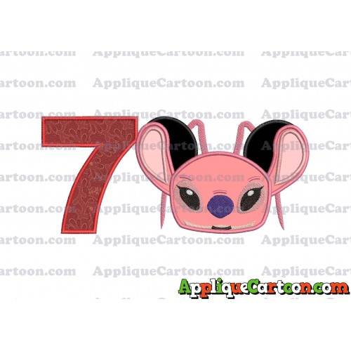 Angel Ears Lilo and Stitch Applique Embroidery Design Birthday Number 7