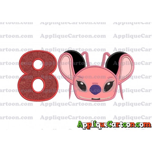 Angel Ears Lilo and Stitch Applique Embroidery Design Birthday Number 8