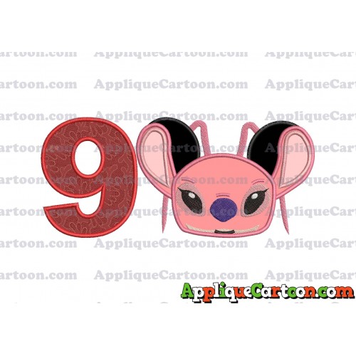 Angel Ears Lilo and Stitch Applique Embroidery Design Birthday Number 9