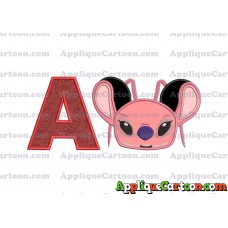 Angel Ears Lilo and Stitch Applique Embroidery Design With Alphabet A