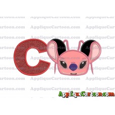 Angel Ears Lilo and Stitch Applique Embroidery Design With Alphabet C