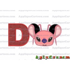 Angel Ears Lilo and Stitch Applique Embroidery Design With Alphabet D