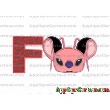 Angel Ears Lilo and Stitch Applique Embroidery Design With Alphabet F