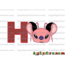 Angel Ears Lilo and Stitch Applique Embroidery Design With Alphabet H