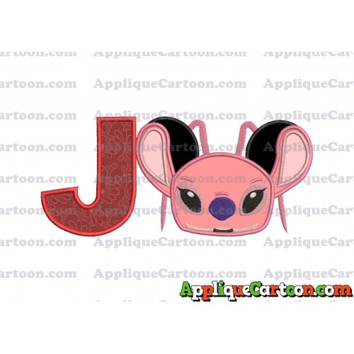 Angel Ears Lilo and Stitch Applique Embroidery Design With Alphabet J