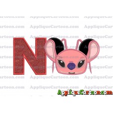 Angel Ears Lilo and Stitch Applique Embroidery Design With Alphabet N