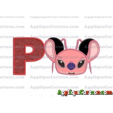 Angel Ears Lilo and Stitch Applique Embroidery Design With Alphabet P