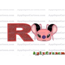Angel Ears Lilo and Stitch Applique Embroidery Design With Alphabet R