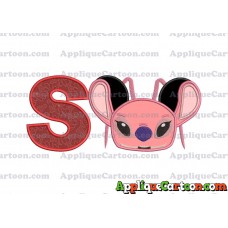 Angel Ears Lilo and Stitch Applique Embroidery Design With Alphabet S