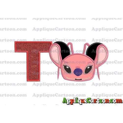Angel Ears Lilo and Stitch Applique Embroidery Design With Alphabet T