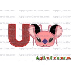 Angel Ears Lilo and Stitch Applique Embroidery Design With Alphabet U