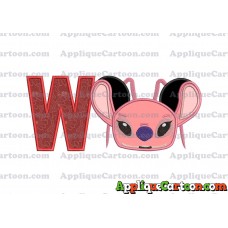 Angel Ears Lilo and Stitch Applique Embroidery Design With Alphabet W