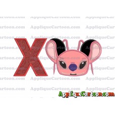 Angel Ears Lilo and Stitch Applique Embroidery Design With Alphabet X