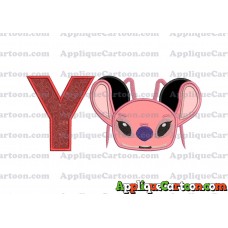 Angel Ears Lilo and Stitch Applique Embroidery Design With Alphabet Y