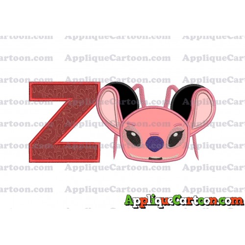Angel Ears Lilo and Stitch Applique Embroidery Design With Alphabet Z