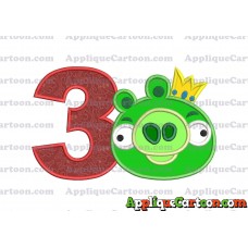 Angry Birds Applique 01 Embroidery Design Birthday Number 3