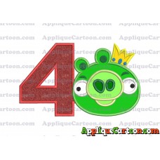 Angry Birds Applique 01 Embroidery Design Birthday Number 4