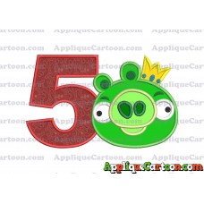 Angry Birds Applique 01 Embroidery Design Birthday Number 5