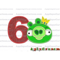Angry Birds Applique 01 Embroidery Design Birthday Number 6