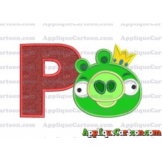 Angry Birds Applique 01 Embroidery Design With Alphabet P