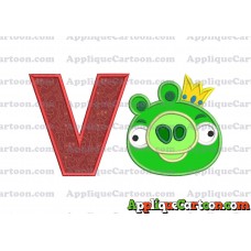 Angry Birds Applique 01 Embroidery Design With Alphabet V