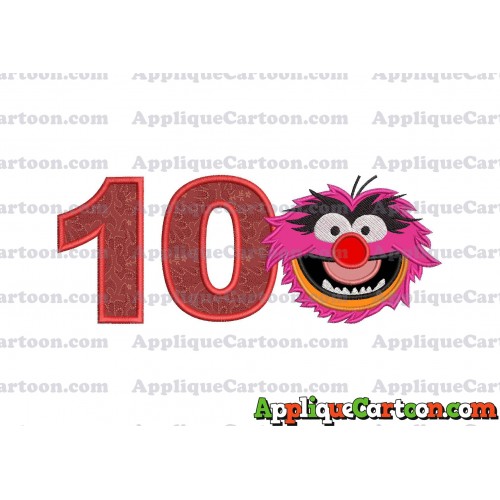 Animal Muppet Baby Head 01 Applique Embroidery Design Birthday Number 10